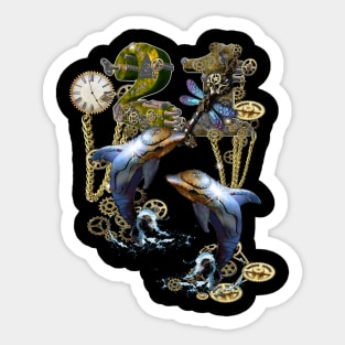 21st Steampunk Birthday girl who loves dolphins and could wear this T shirt near the ocean Sticker